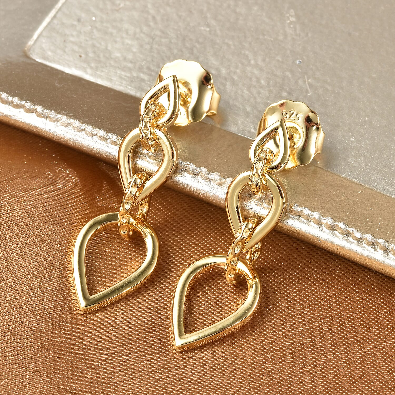 RACHEL GALLEY Yellow Gold Overlay Sterling Silver Earrings (with Push Back), Silver wt. 5.50 Gms 3870653 5