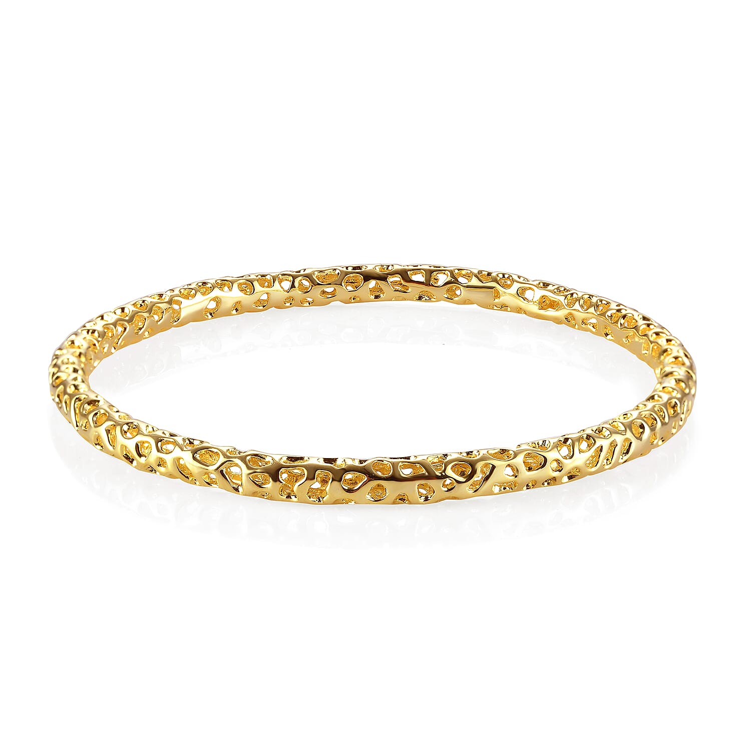 RACHEL GALLEY Yellow Gold Overlay Sterling Silver Lattice Bangle (SIze 8), Silver Wt. 17.80 Gms 3861490 5