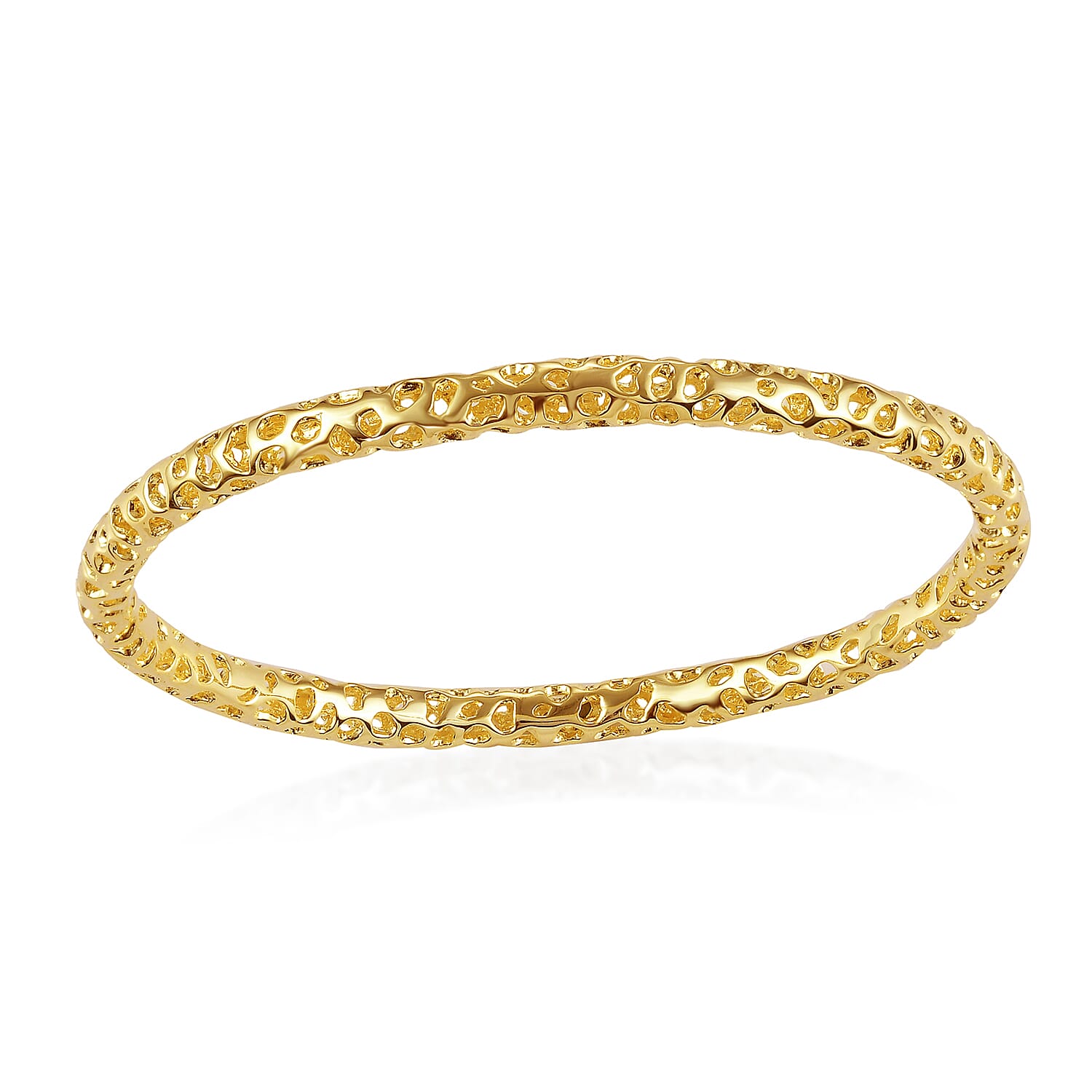RACHEL GALLEY Yellow Gold Overlay Sterling Silver Lattice Bangle (SIze 8), Silver Wt. 17.80 Gms 3861490 7