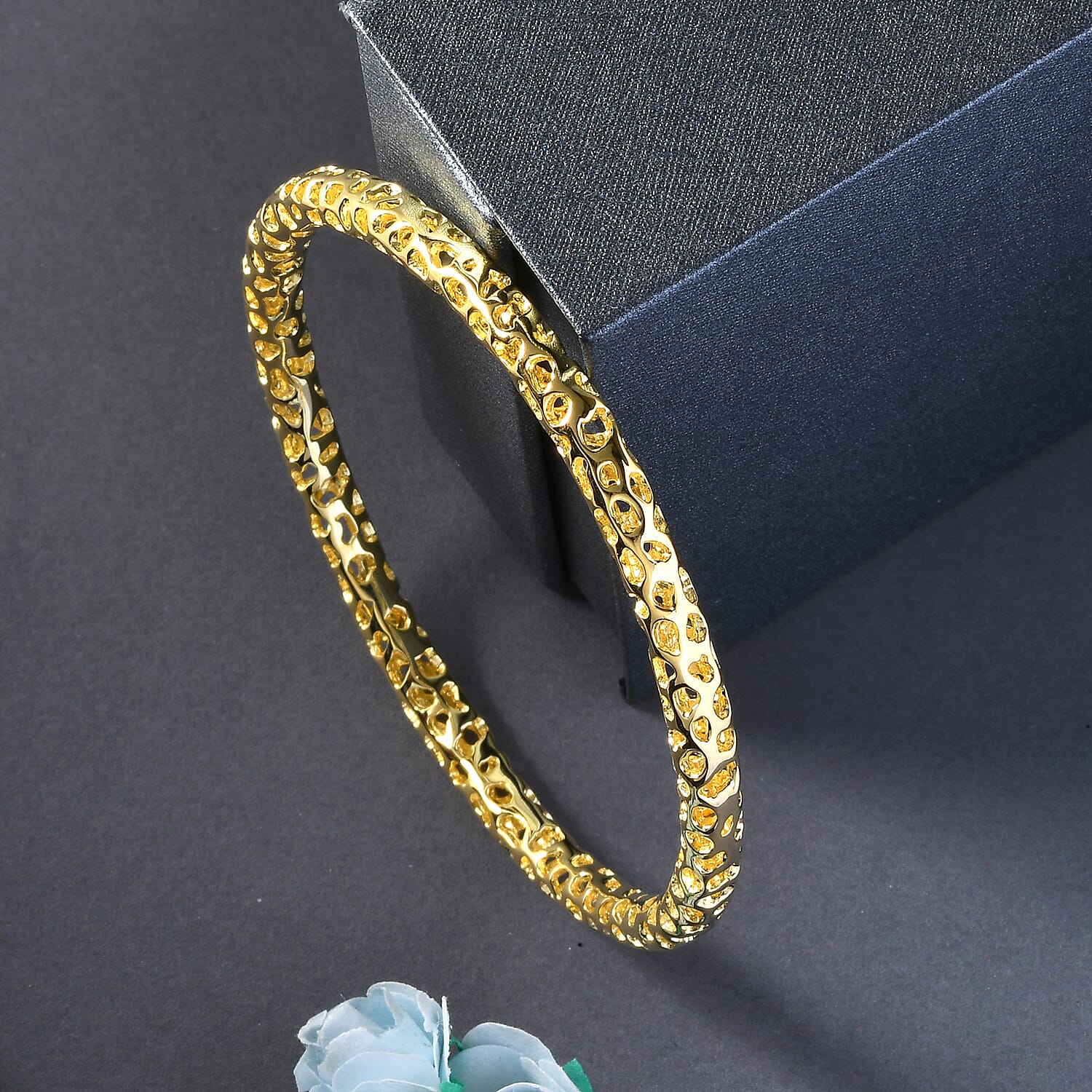 RACHEL GALLEY Yellow Gold Overlay Sterling Silver Lattice Bangle (SIze 7.5), Silver Wt. 16.40 Gms 3861469 1