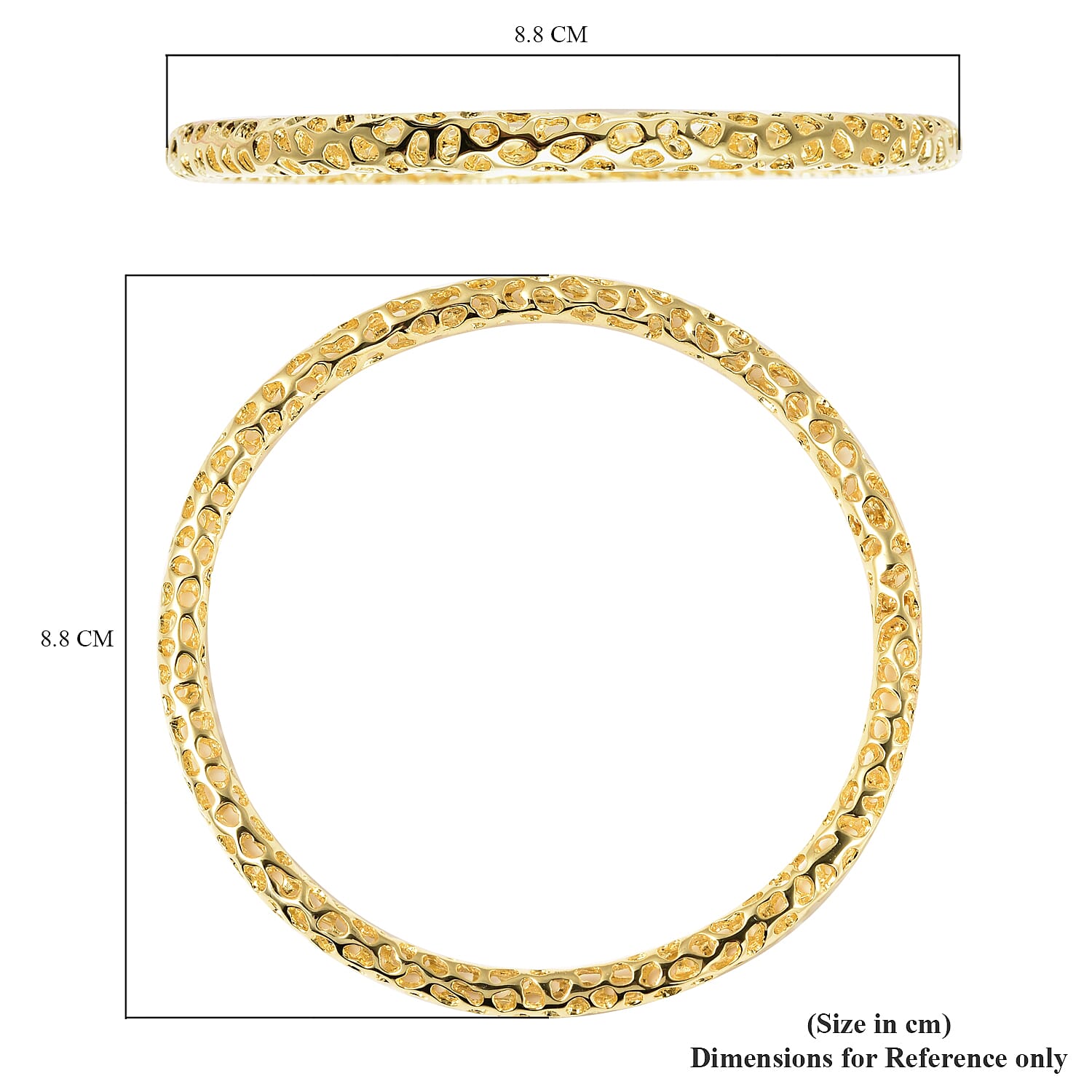 RACHEL GALLEY Yellow Gold Overlay Sterling Silver Lattice Bangle (SIze 7.5), Silver Wt. 16.40 Gms 3861469 4