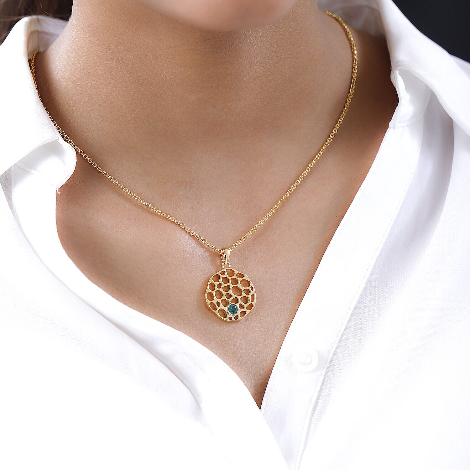 RACHEL GALLEY -  Zambian Emerald Pendant with Chain (Size - 18/22/24 Inch) With Lobster Clasp in 18K Vermeil Yellow Gold Overlay Sterling Silver  Wt. 10 Gms 4120959 2