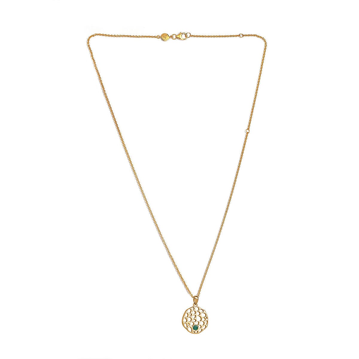 RACHEL GALLEY -  Zambian Emerald Pendant with Chain (Size - 18/22/24 Inch) With Lobster Clasp in 18K Vermeil Yellow Gold Overlay Sterling Silver  Wt. 10 Gms 4120959 5