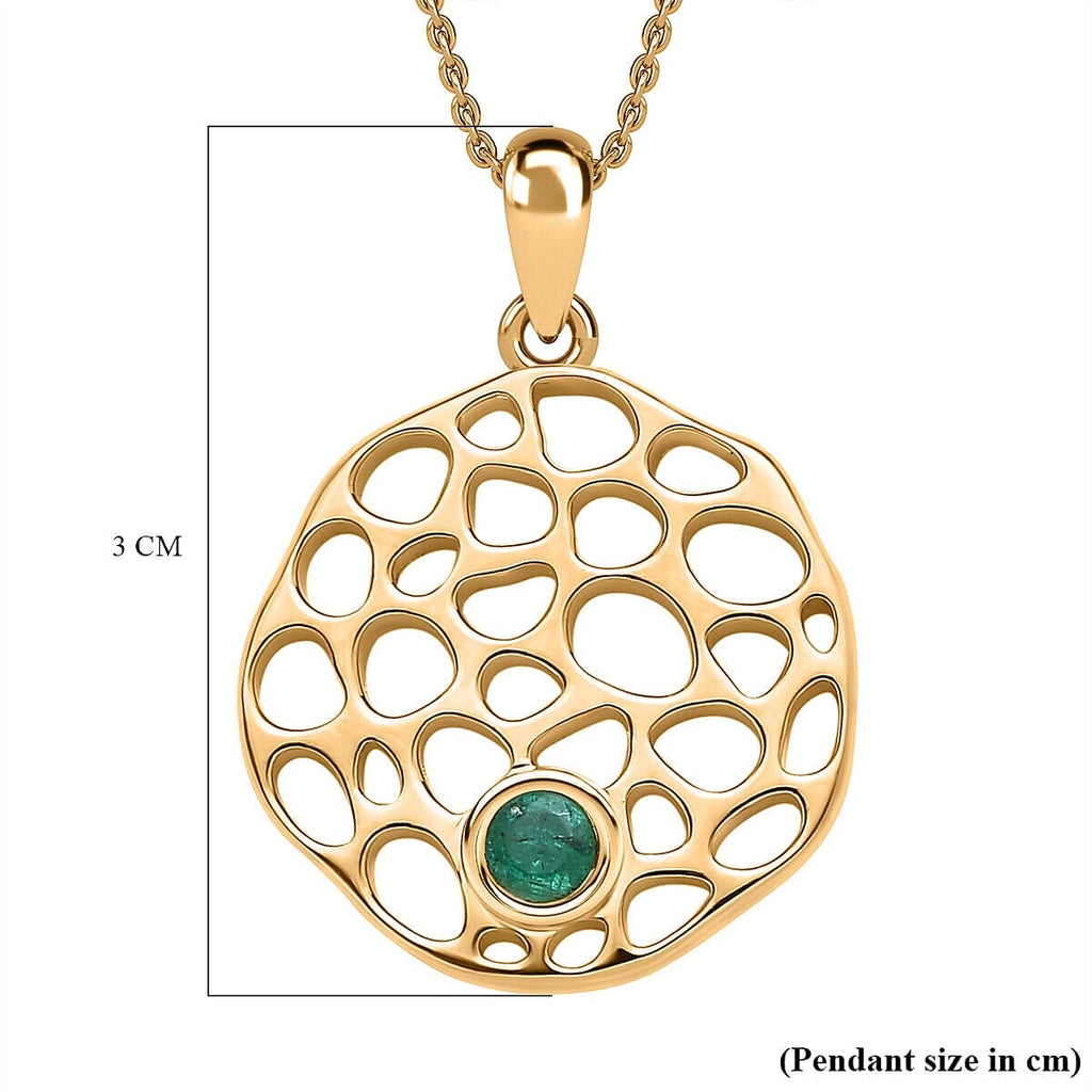 RACHEL GALLEY -  Zambian Emerald Pendant with Chain (Size - 18/22/24 Inch) With Lobster Clasp in 18K Vermeil Yellow Gold Overlay Sterling Silver  Wt. 10 Gms