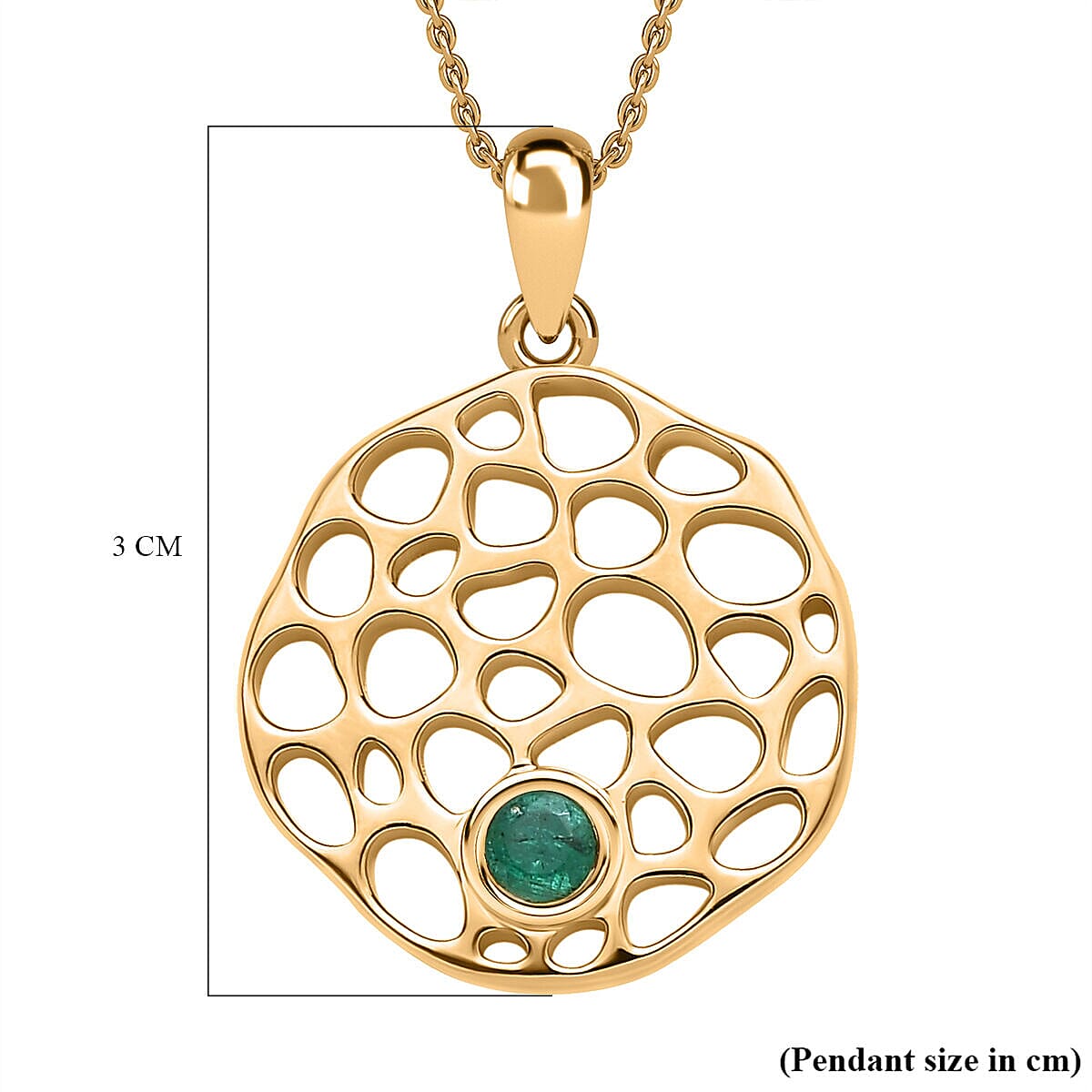 RACHEL GALLEY -  Zambian Emerald Pendant with Chain (Size - 18/22/24 Inch) With Lobster Clasp in 18K Vermeil Yellow Gold Overlay Sterling Silver  Wt. 10 Gms 4120959 6