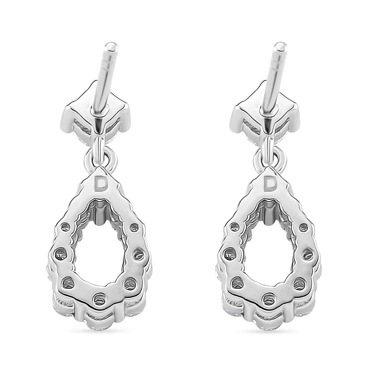 D'joy RADIANTA GRA Certified Moissanite Dangling Earring with Push Back in Rhodium Overlay Sterling Silver (D-VVS1) 8204268 5