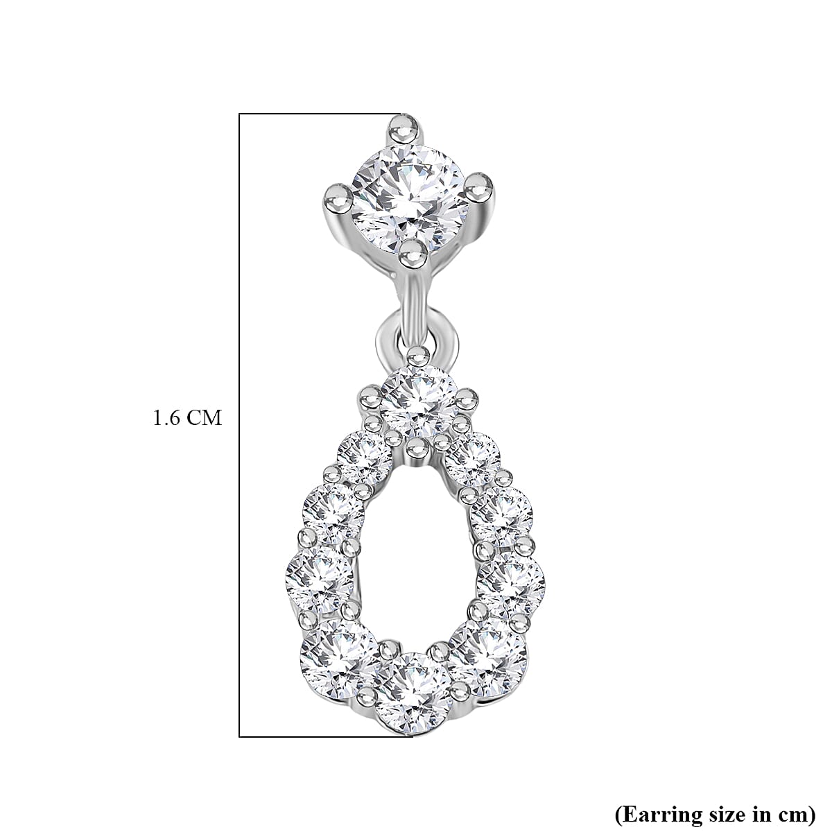 D'joy RADIANTA GRA Certified Moissanite Dangling Earring with Push Back in Rhodium Overlay Sterling Silver (D-VVS1) 8204268 6