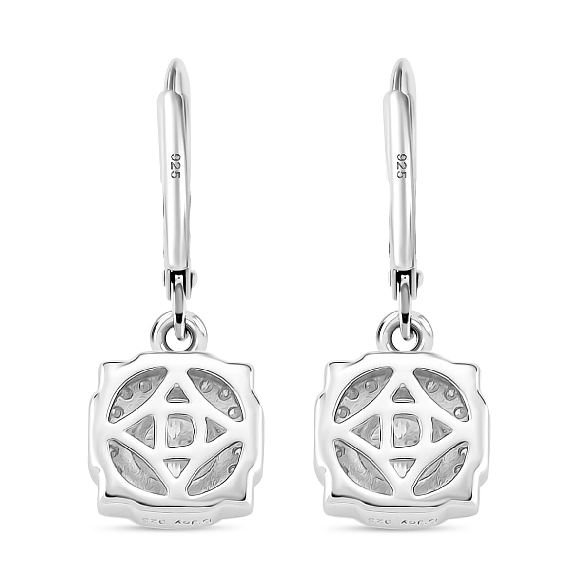 D'joy RADIANTA GRA Certified 1.17 Ct. Moissanite Halo Earring with Lever Back in Rhodium Overlay Sterling Silver 8204257 5