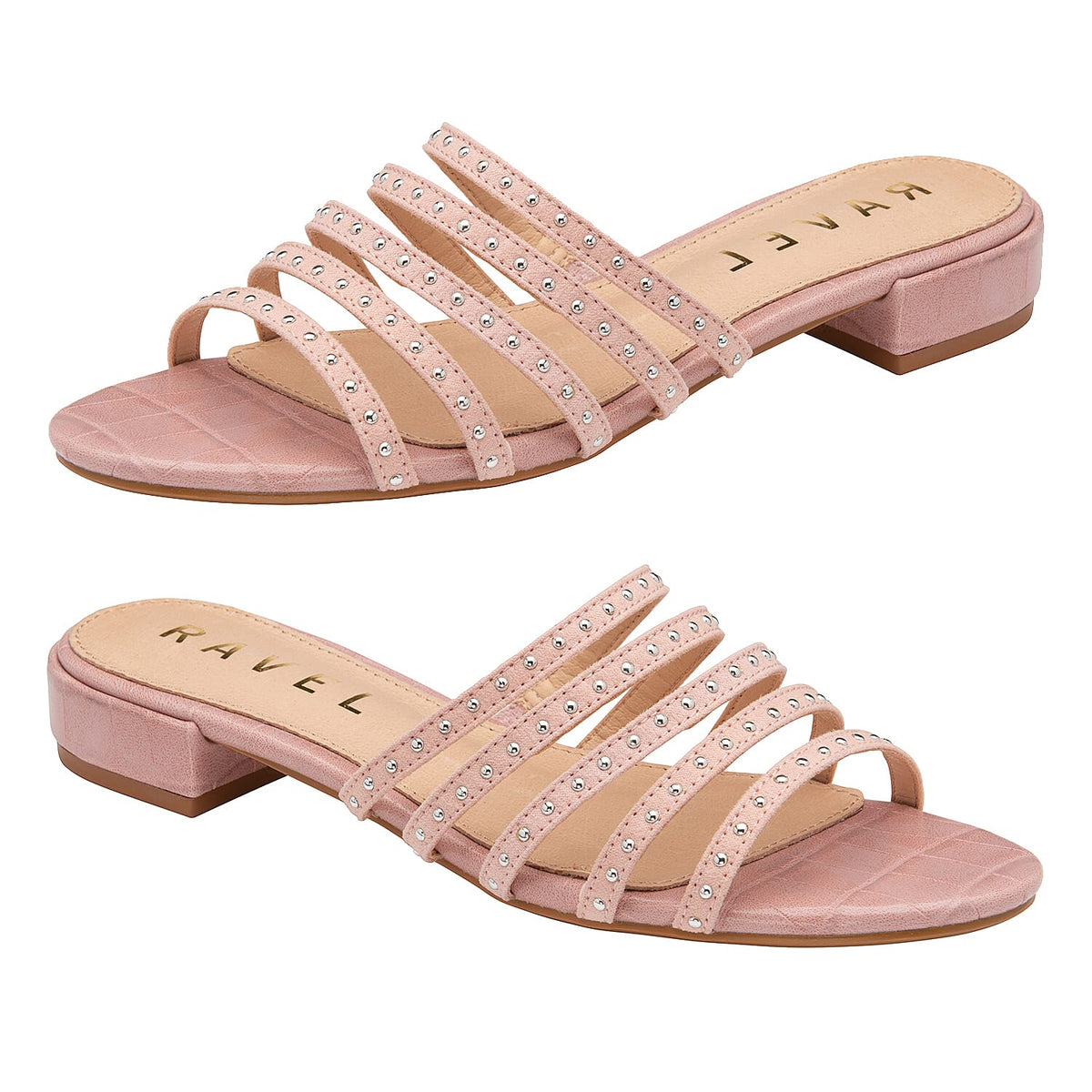 RAVEL Alena Women's Slip On Sandals with Studded Straps - Blush 6096093 4