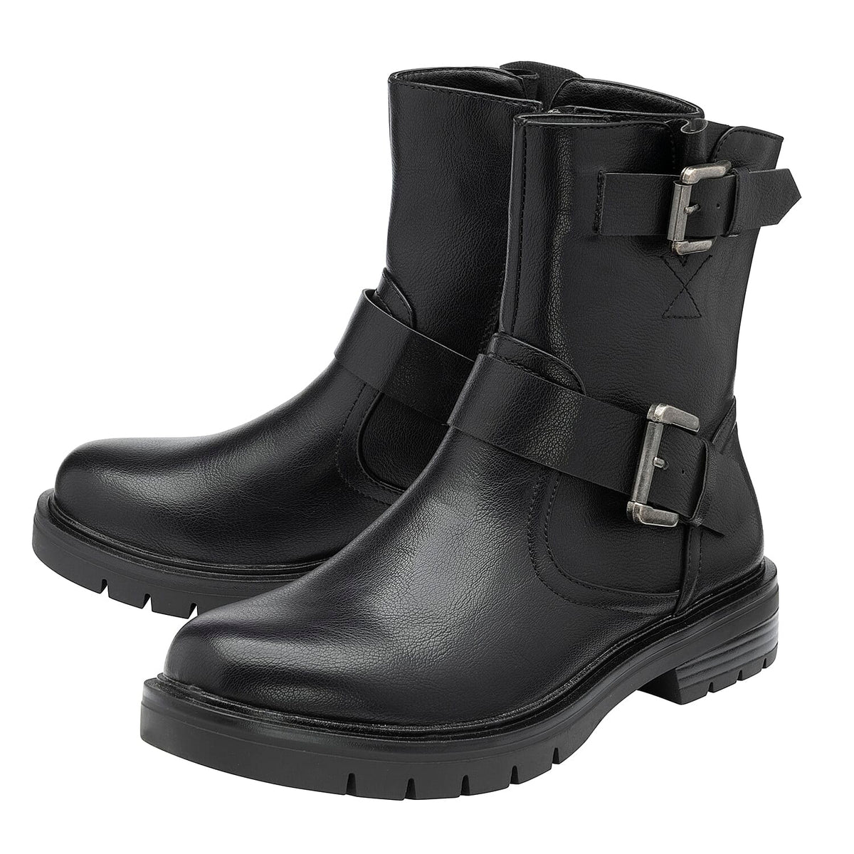 RAVEL Clarice Twin Buckles Zip-Up Ankle Boots - Black 7214898 0