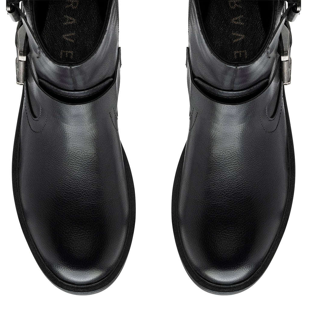 RAVEL Clarice Twin Buckles Zip-Up Ankle Boots (Size 5) - Black