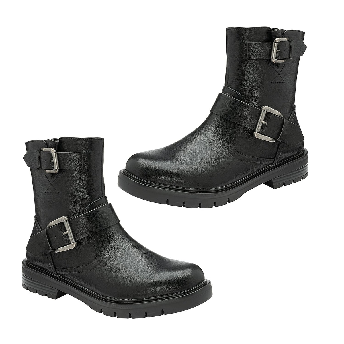 RAVEL Clarice Twin Buckles Zip-Up Ankle Boots - Black 7214898 3