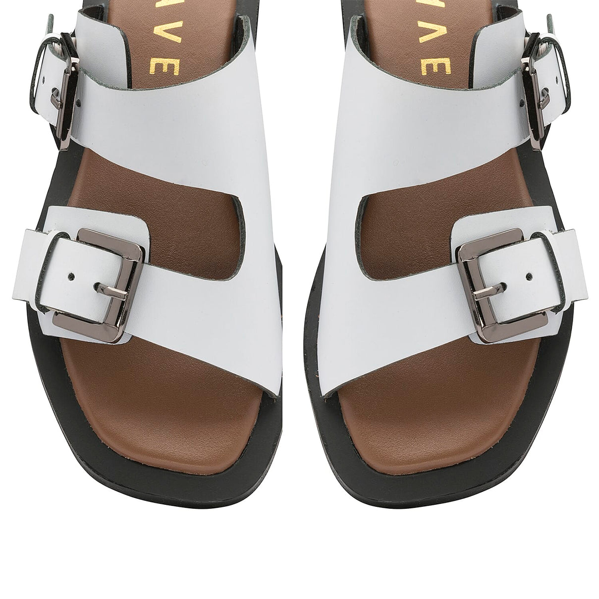 RAVEL Kintore Double Buckle Strap Leather Sandal - White 6829769 2