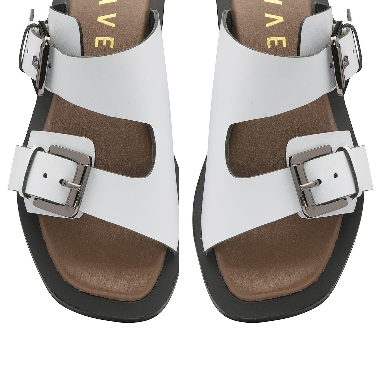 RAVEL Kintore Double Buckle Strap Leather Sandal - White 6829769 2