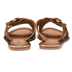 RAVEL Tan Nola Leather Flat Sandals (Size 3)