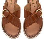 RAVEL Tan Nola Leather Flat Sandals (Size 3)