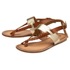 RAVEL Tan & Gold Croc-Print Luna Flat Sandals (Size 3)