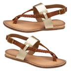 RAVEL Tan & Gold Croc-Print Luna Flat Sandals (Size 3)