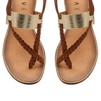 RAVEL Tan & Gold Croc-Print Luna Flat Sandals (Size 3)