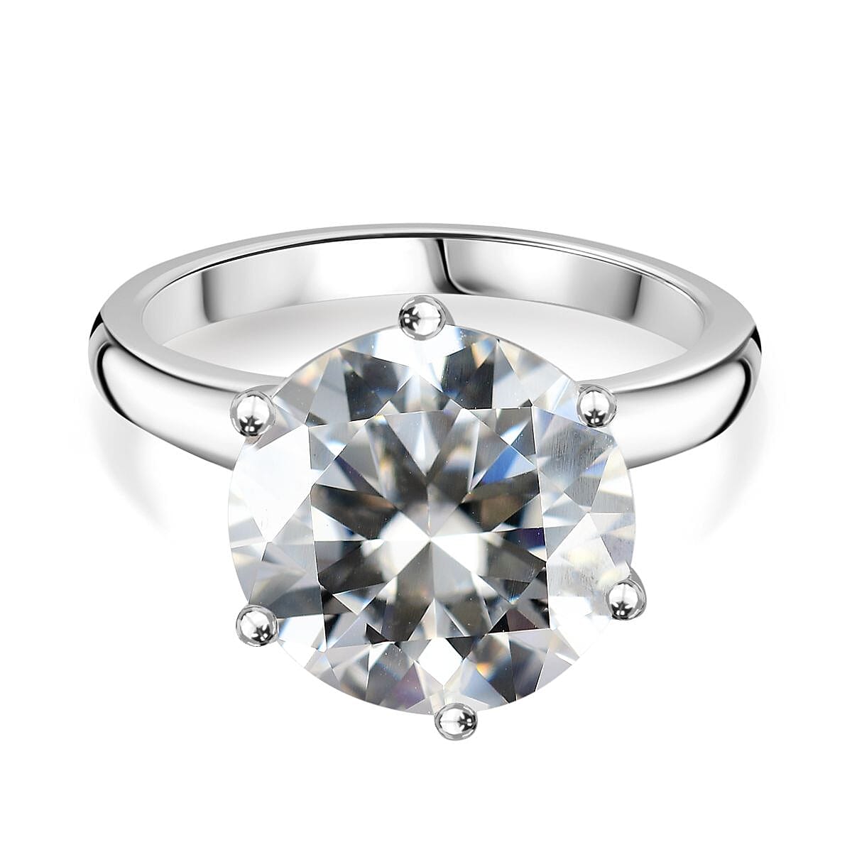 RED CARPET COLLECTION - The Ultimate 5 Ct Solitaire Moissanite Ring (120 Facets) in Platinum Overaly Sterling Silver 7924767 0