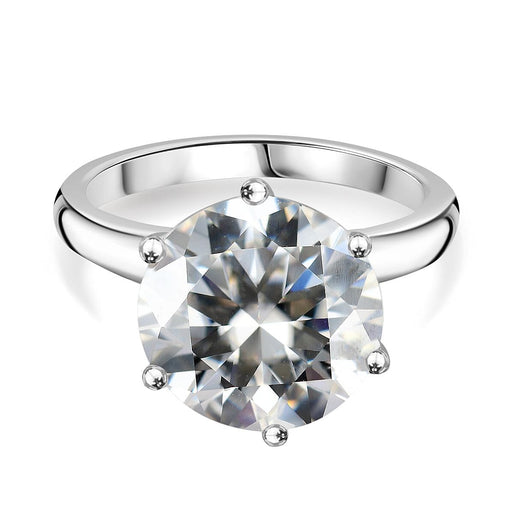 D'Joy The Ultimate Solitaire Moissanite Ring in Rhodium Overaly Sterling Silver 5.28 ct