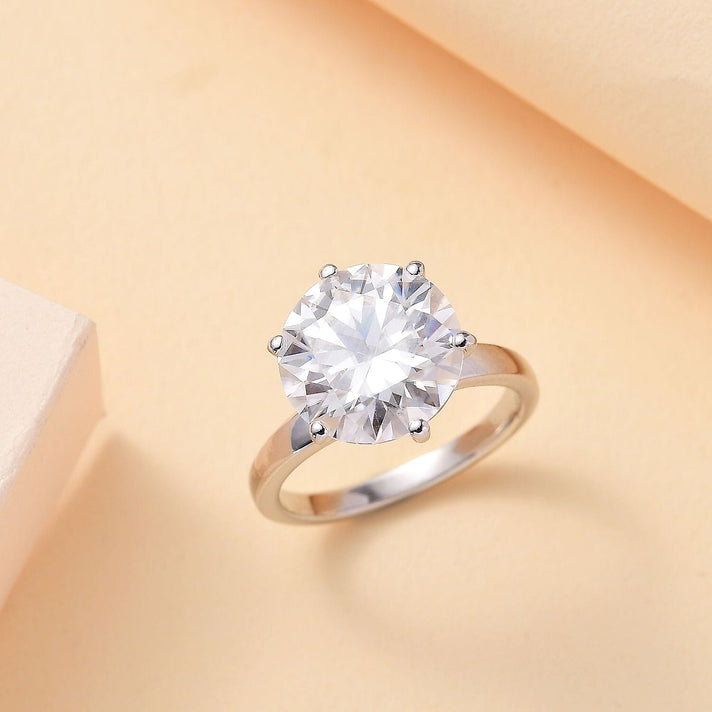 RED CARPET COLLECTION - The Ultimate 5 Ct Solitaire Moissanite Ring (120 Facets) in Platinum Overaly Sterling Silver 7924767 2