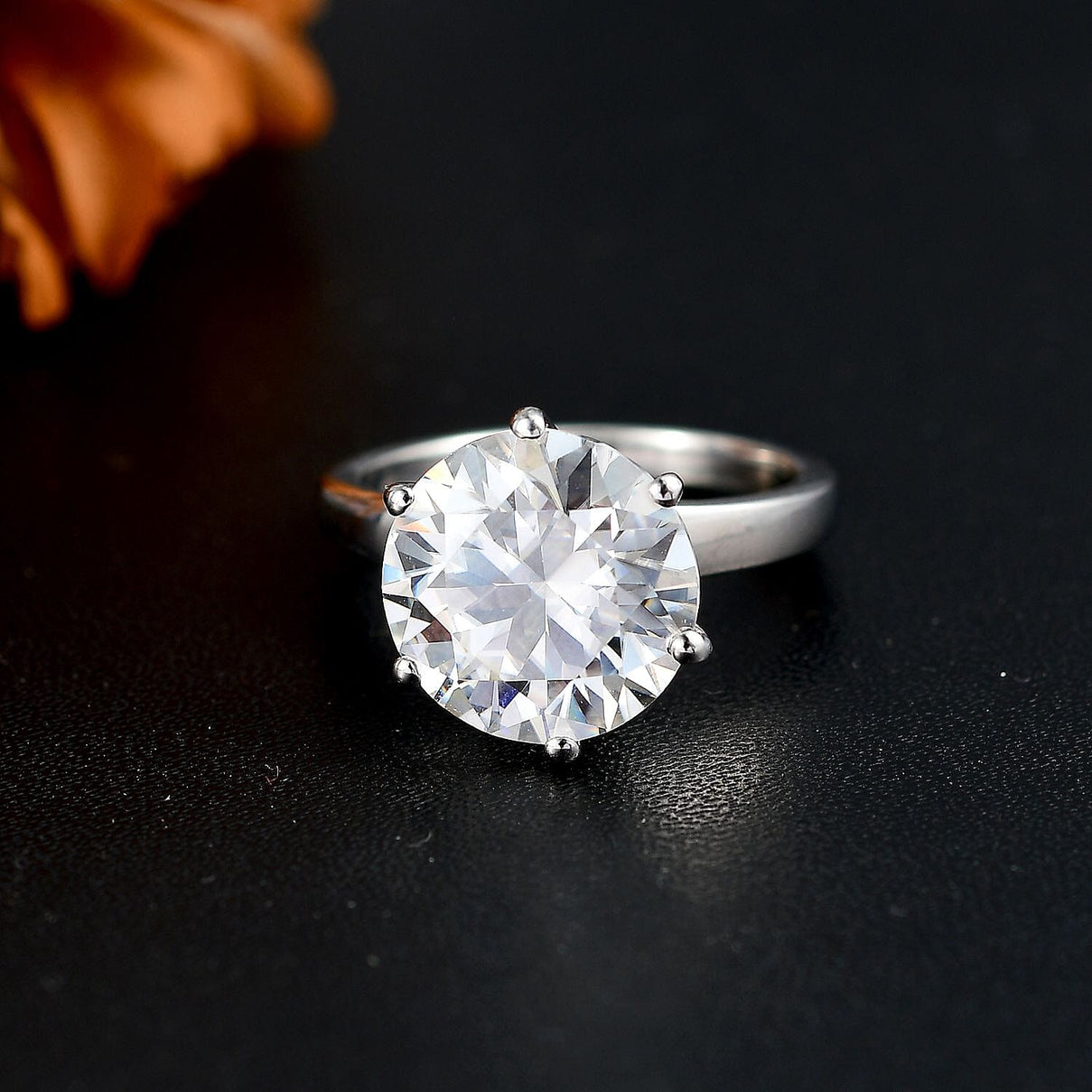 RED CARPET COLLECTION - The Ultimate 5 Ct Solitaire Moissanite Ring (120 Facets) in Platinum Overaly Sterling Silver 7924767 3