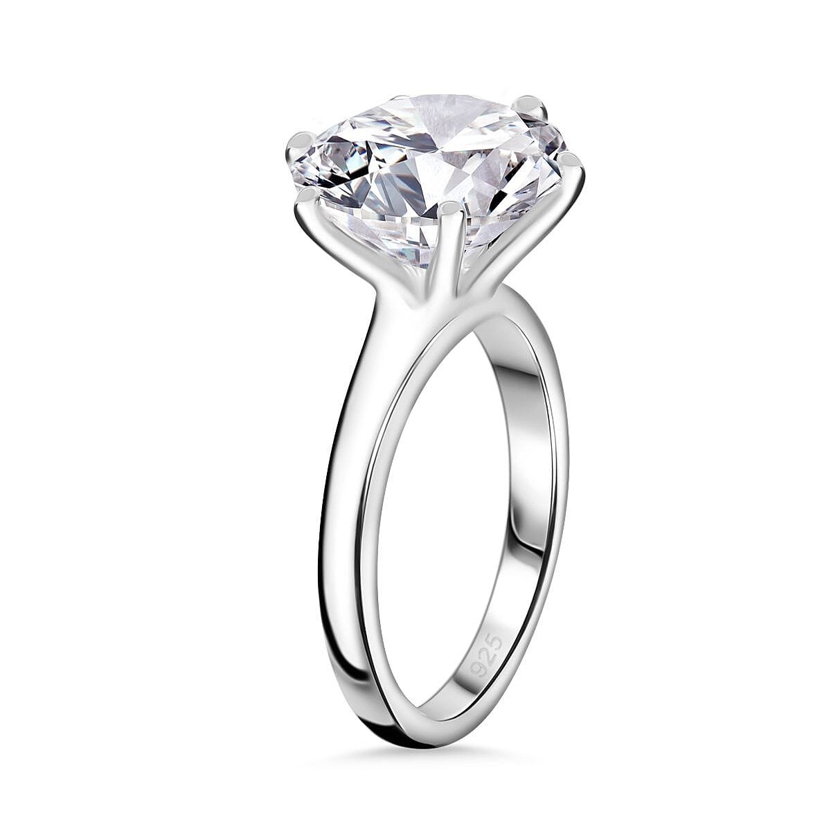 RED CARPET COLLECTION - The Ultimate 5 Ct Solitaire Moissanite Ring (120 Facets) in Platinum Overaly Sterling Silver 7924767 5