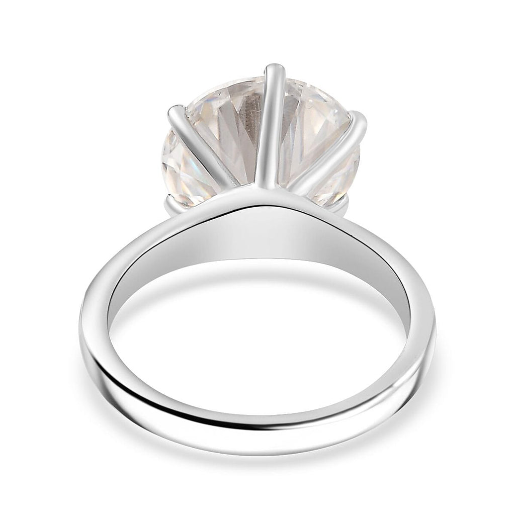 D'Joy The Ultimate Solitaire Moissanite Ring in Rhodium Overaly Sterling Silver 5.28 ct