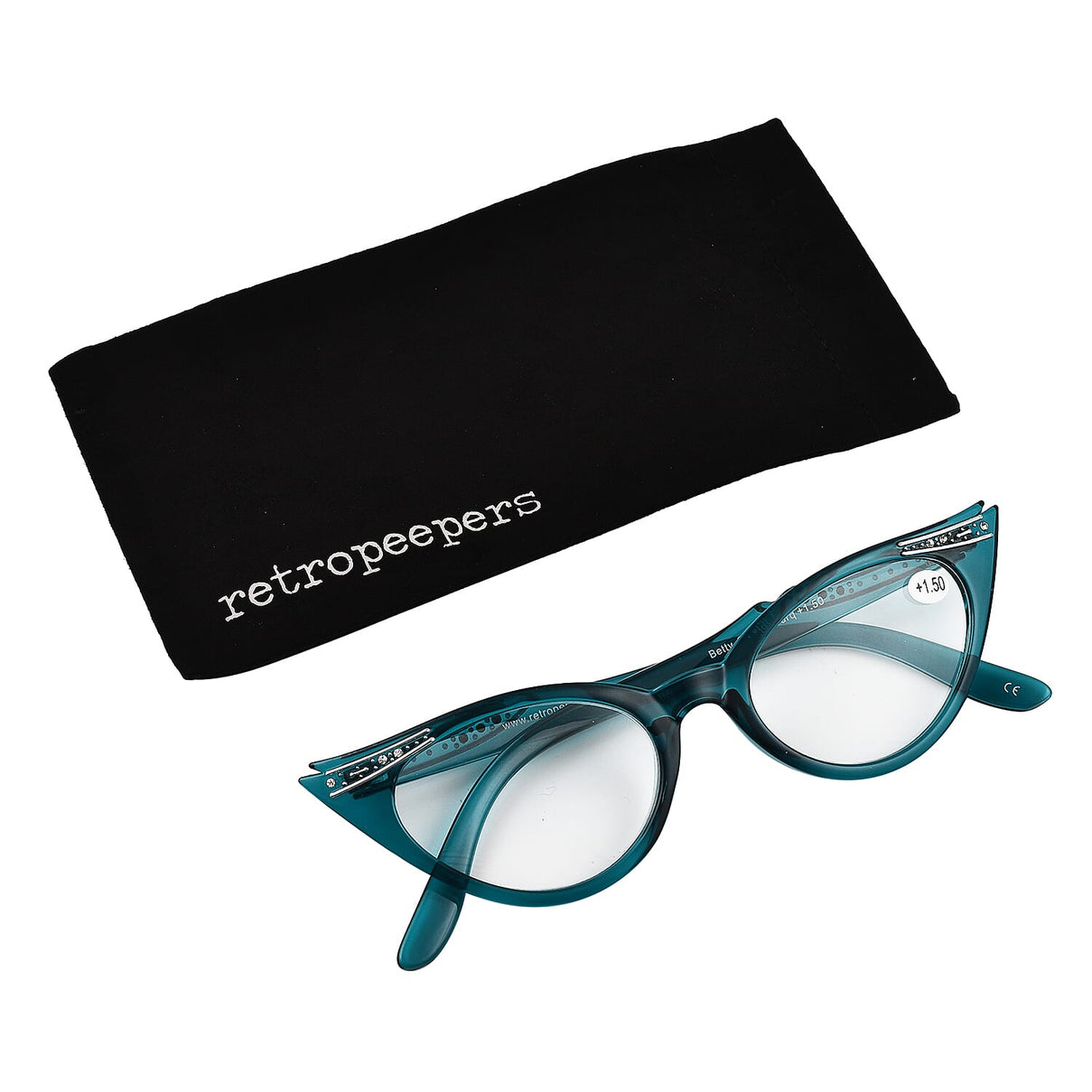 RETROPEEPERS Betty Cat Eye Reading Glasses -1.5D - Blue Turquoise 7657360 4