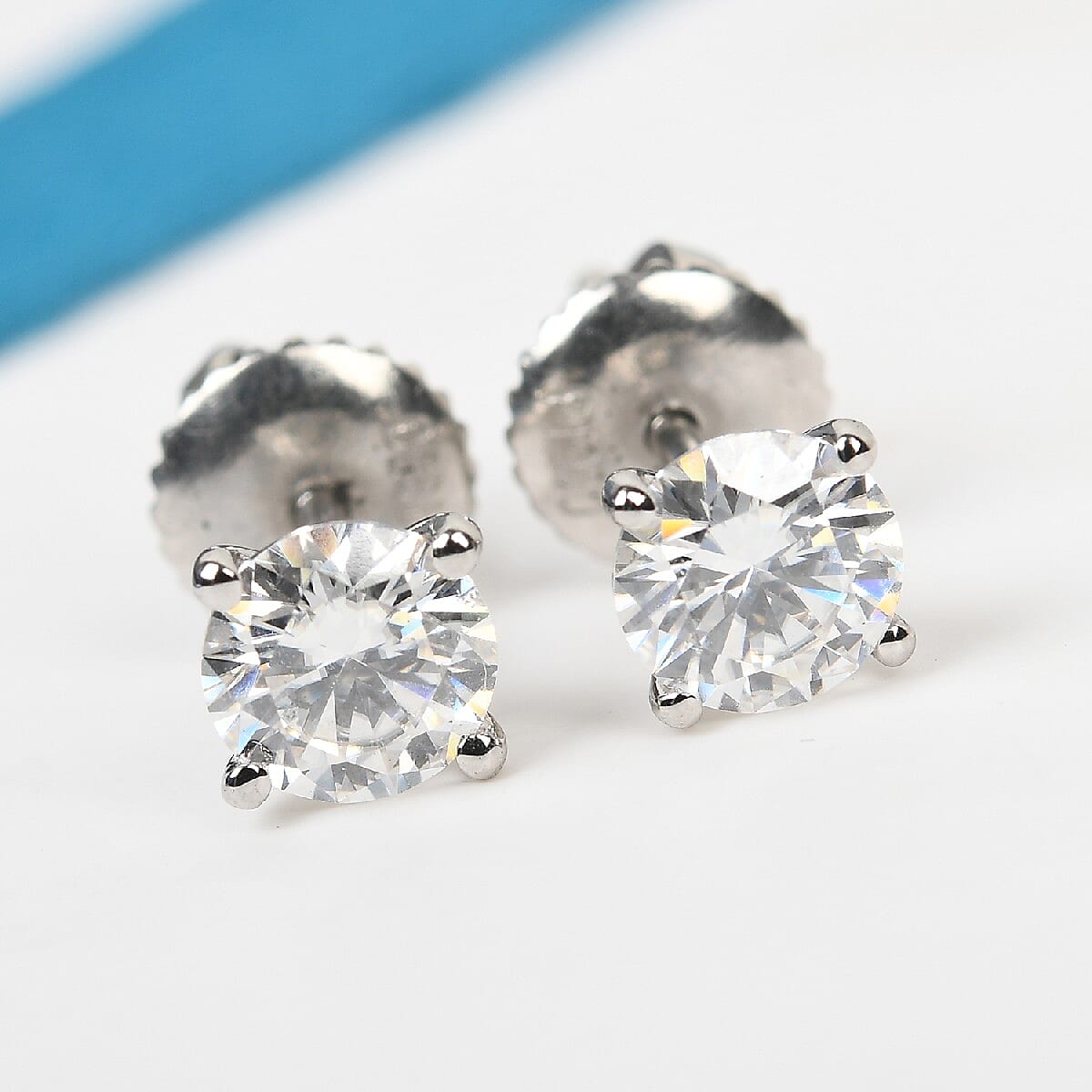 RHAPSODY 0.820ct Moissanite Solitaire Stud Earrings in 950 Platinum 3779300 2