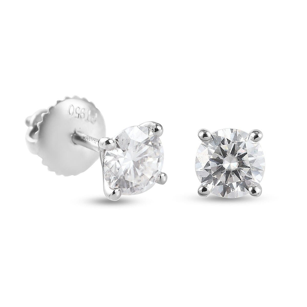 RHAPSODY 0.820ct Moissanite Solitaire Stud Earrings in 950 Platinum 3779300 4