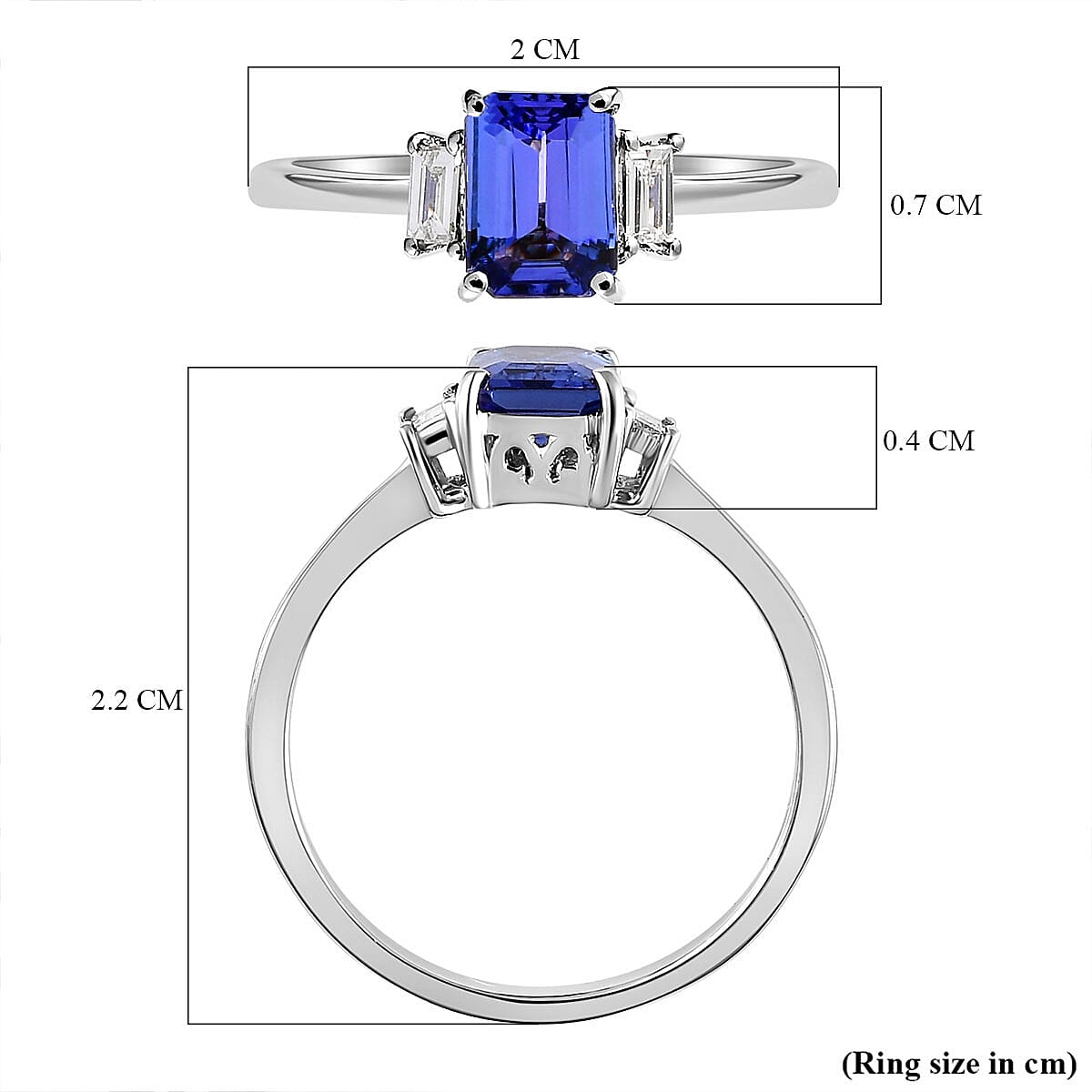 RHAPSODY 1.10 Ct AAAA Tanzanite and Diamond Solitaire Ring in 950 Platinum VS EF 6919103 6
