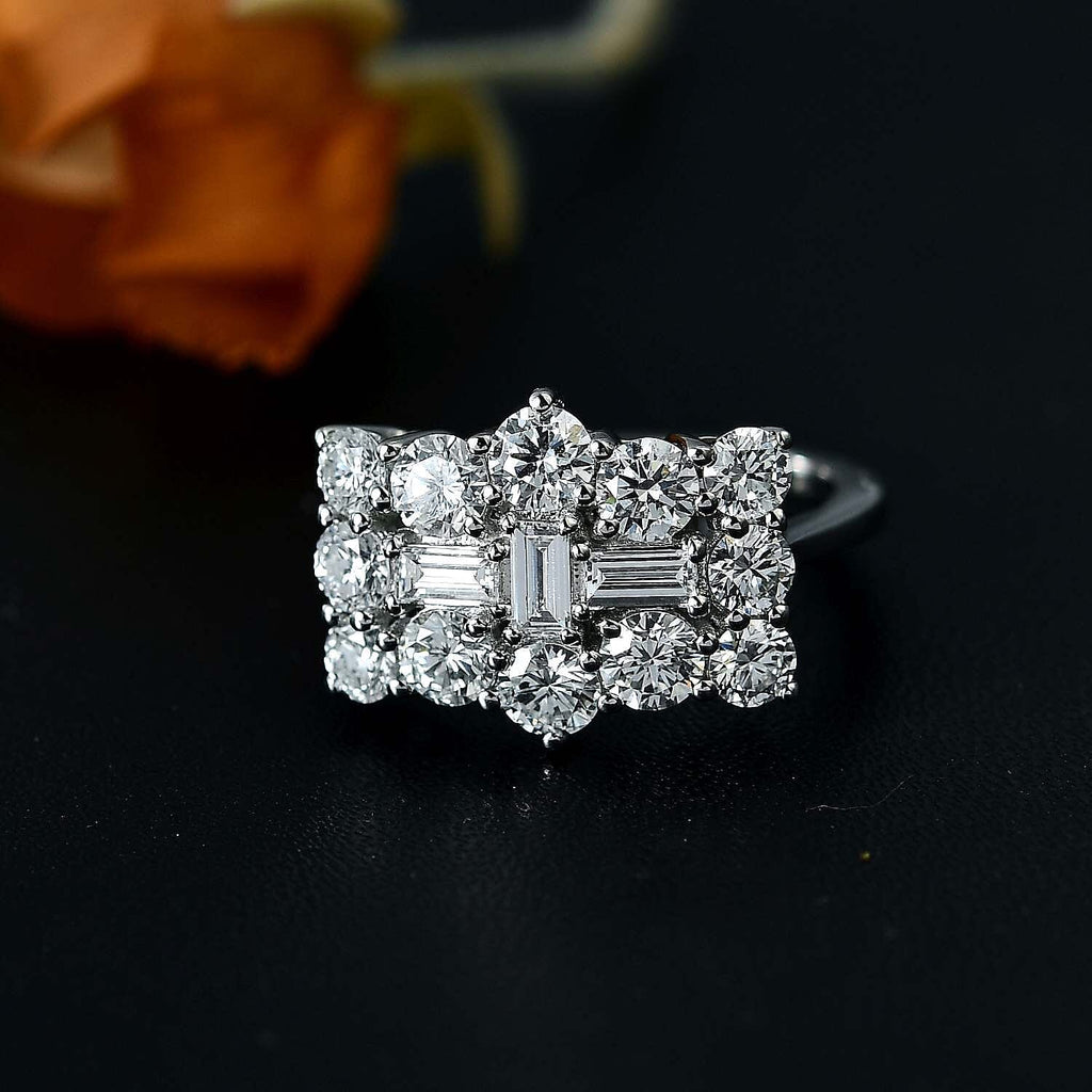 RHAPSODY - 950 Platinum IGI Certified (VS-E-F) Natural White Diamond Boat Ring 2.00 Ct.