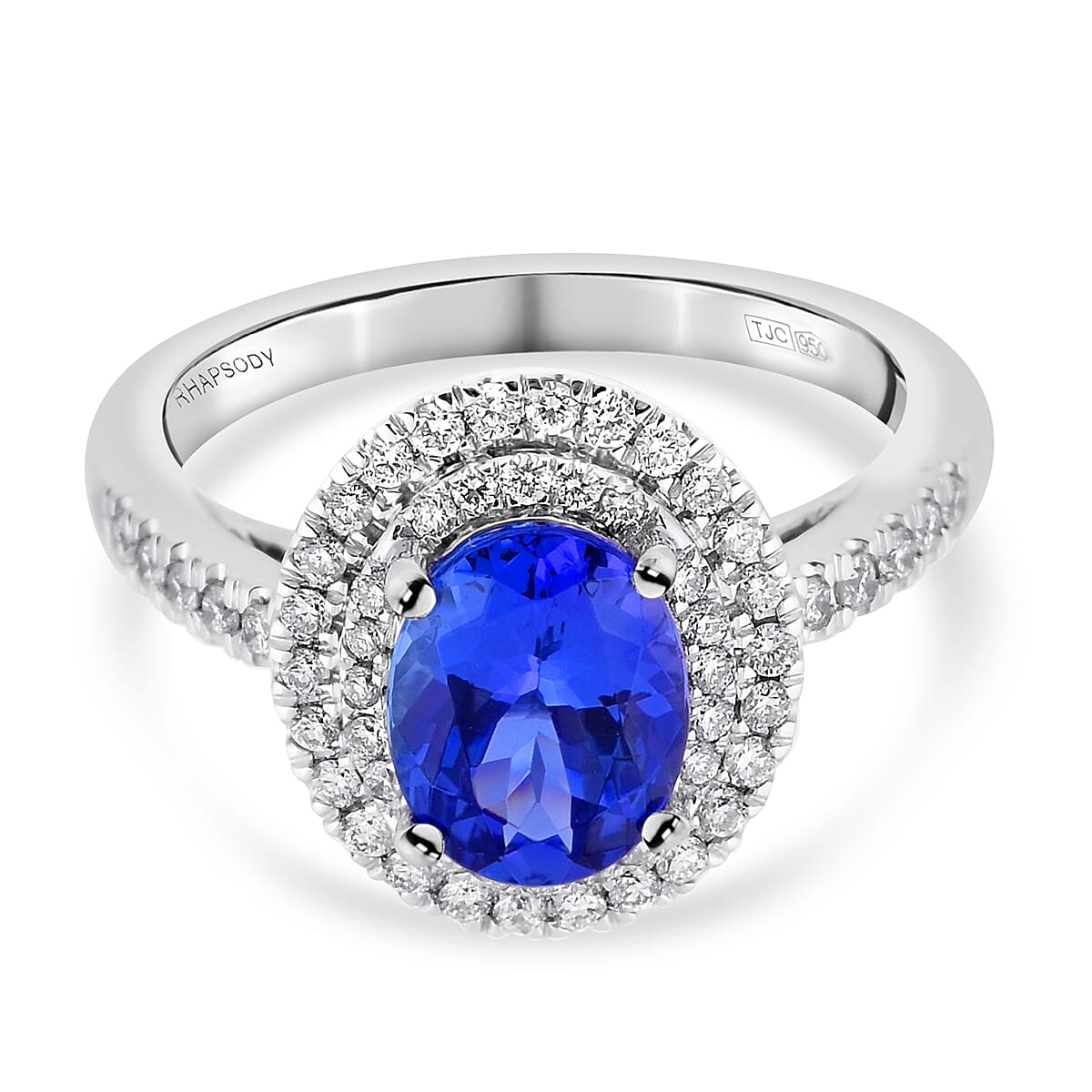 RHAPSODY 2.10 Ct. AAAA Tanzanite and White Diamond Ring in 950 Platinum VS E-F 3750456 0