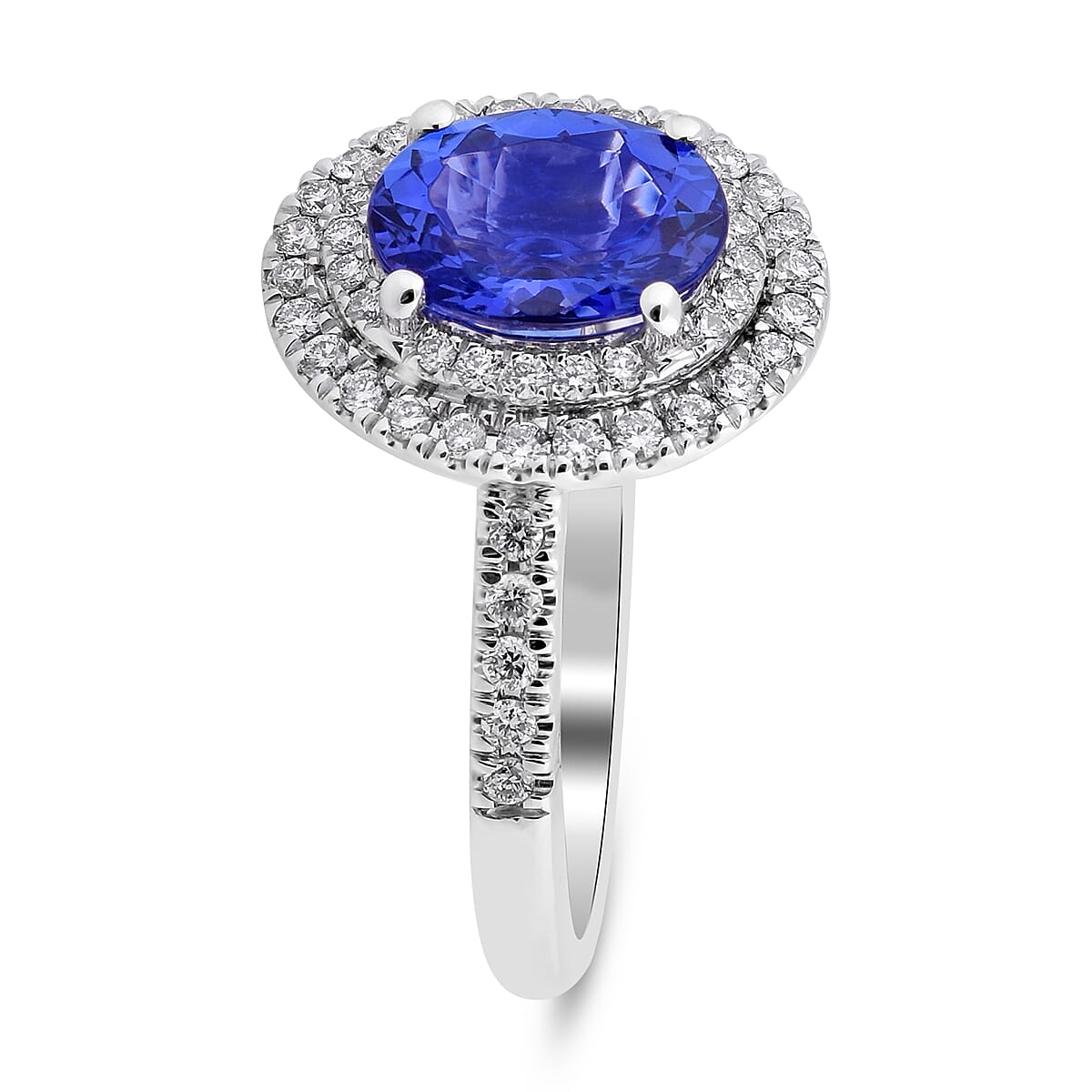 RHAPSODY 2.10 Ct. AAAA Tanzanite and White Diamond Ring in 950 Platinum VS E-F 3750456 2