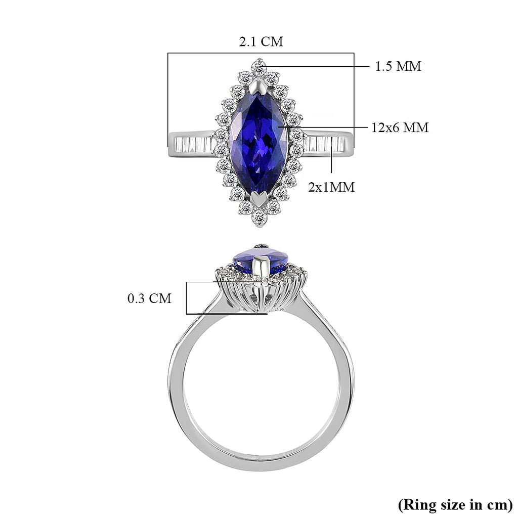 RHAPSODY 950 Platinum AAAA Tanzanite and Diamond (VS-E-F) Ring 2.37 Ct, Platinum Wt. 6.50 Gms Size T (Resize to Q,R,S,U,V,W)