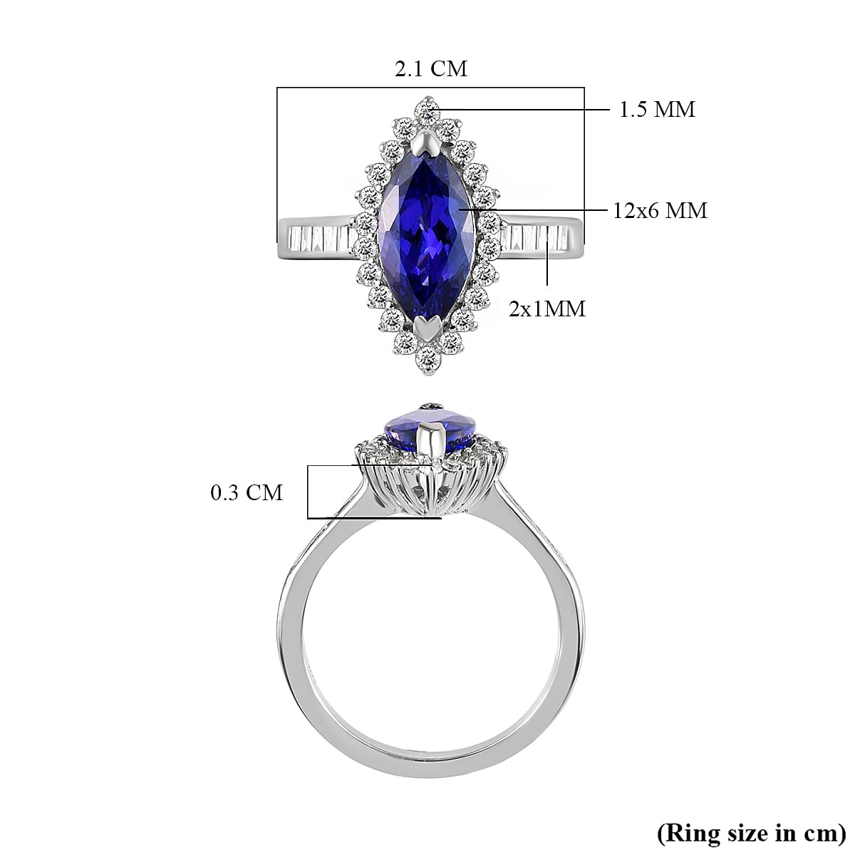 RHAPSODY 2.364 Ct. Very Rare Marquise Cut Tanzanite and White Diamond Halo Ring in 950 Platinum 3847650 5