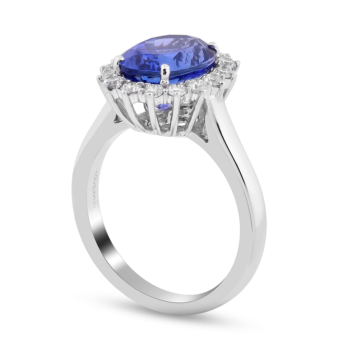 RHAPSODY 3.65 Ct. AAAA Tanzanite and White Diamond VS E-F Halo Ring in 950 Platinum 3750463 2