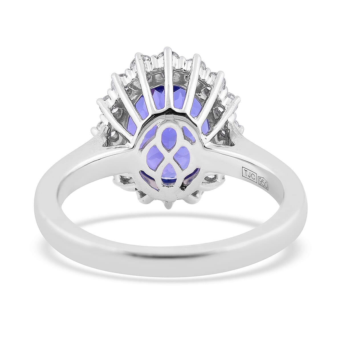 RHAPSODY 3.65 Ct. AAAA Tanzanite and White Diamond VS E-F Halo Ring in 950 Platinum 3750463 3