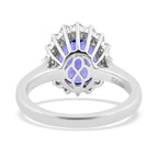 RHAPSODY 950 Platinum AAAA Tanzanite & VS-EF White Diamond Halo Ring 3.65 Ct, Platinum Wt 7.04 Gms.