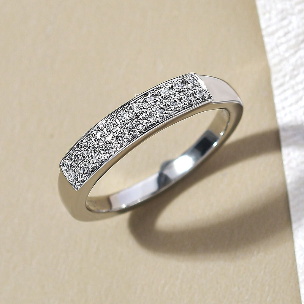 RHAPSODY 950 Platinum IGI Certified Diamond (VS-E-F) Double Row Half Eternity Ring 0.15 Ct, Platinum Wt. 5.68 Gms