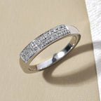 RHAPSODY 950 Platinum IGI Certified Diamond (VS-E-F) Double Row Half Eternity Ring 0.15 Ct, Platinum Wt. 5.68 Gms
