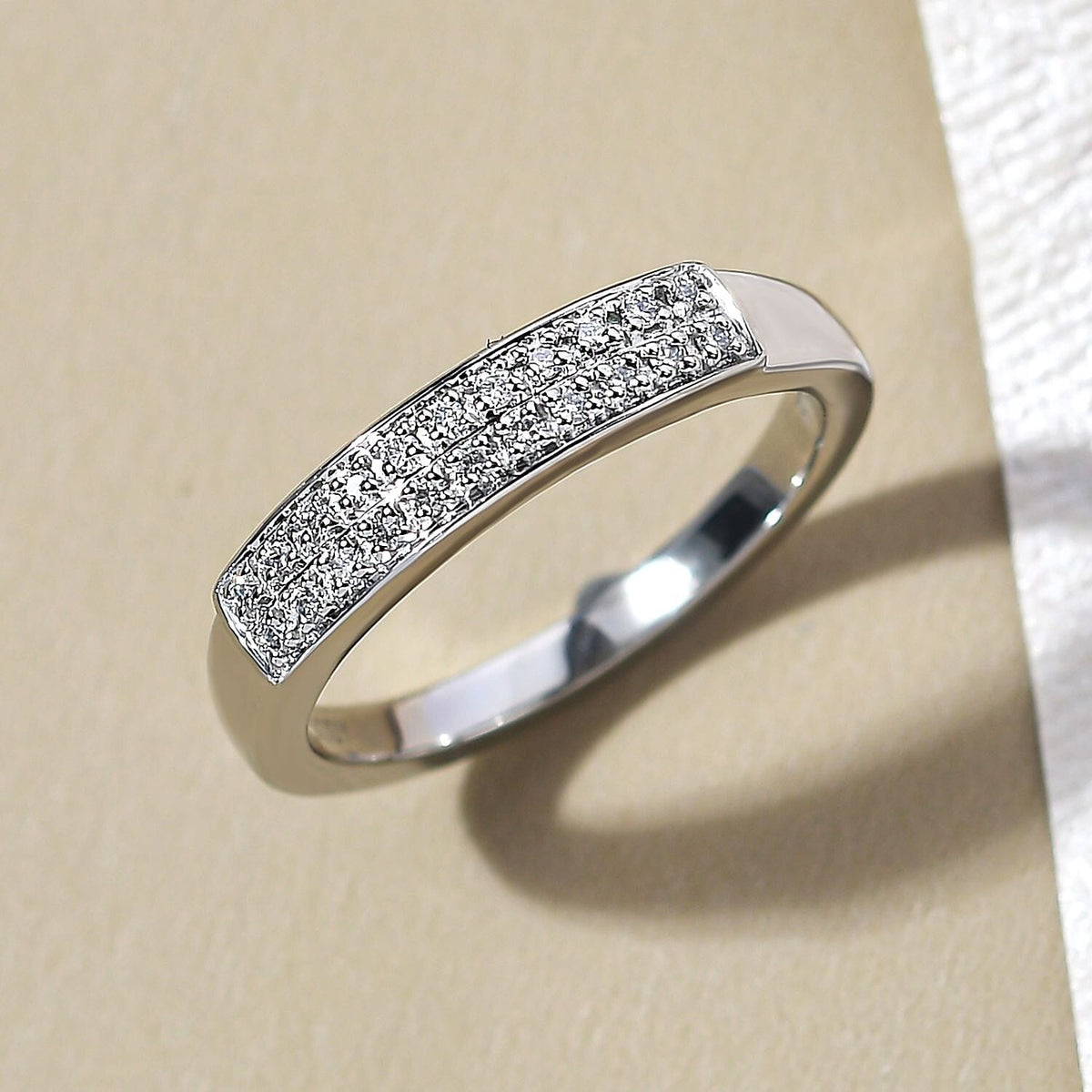 RHAPSODY 950 Platinum IGI Certified Diamond (VS-E-F) Double Row Half Eternity Wedding Band Ring 0.15 Ct, Platinum Wt. 5.68 Gms 7442824 2