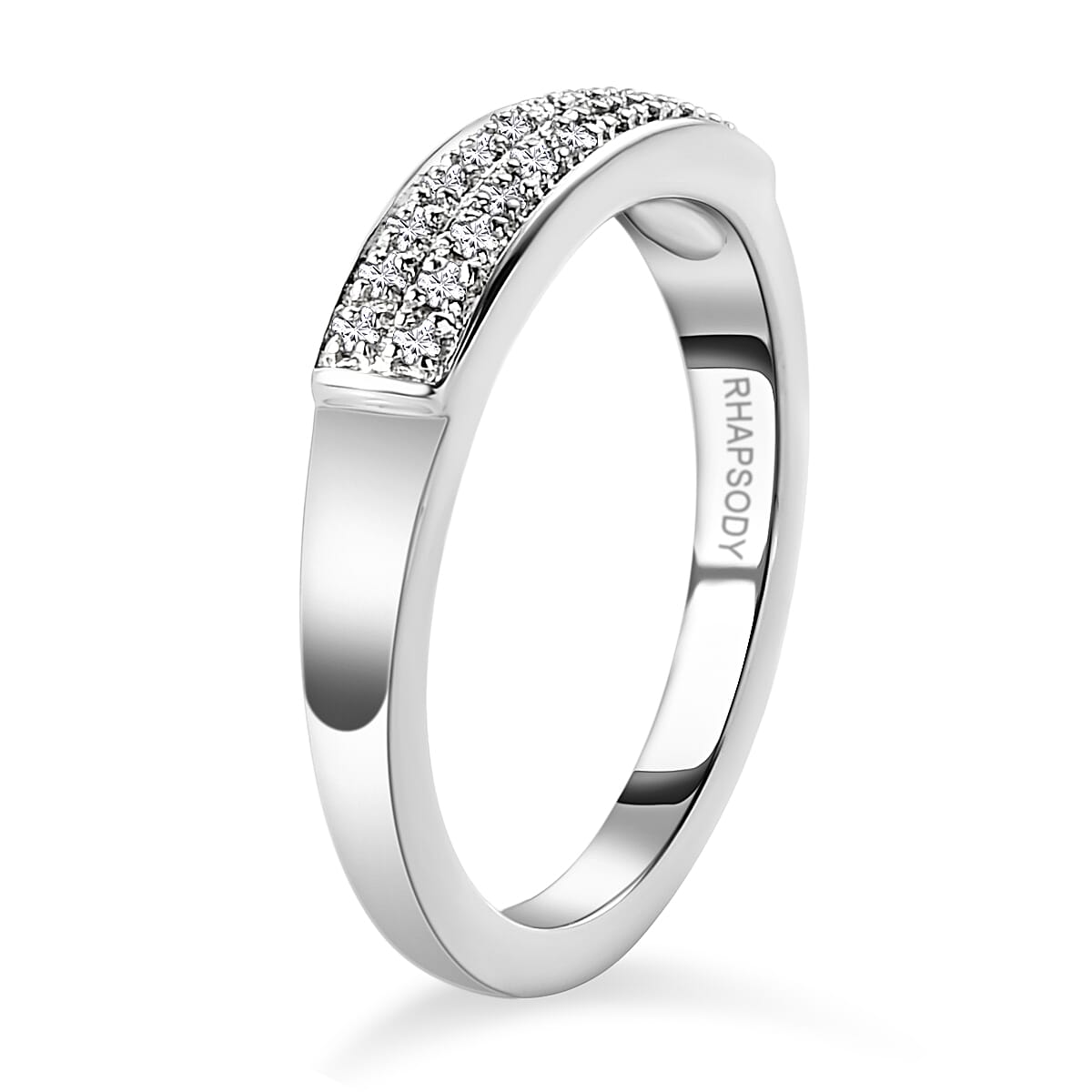 RHAPSODY 950 Platinum IGI Certified Diamond (VS-E-F) Double Row Half Eternity Wedding Band Ring 0.15 Ct, Platinum Wt. 5.68 Gms 7442824 4