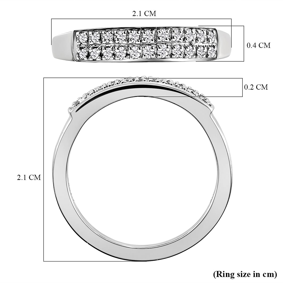 RHAPSODY 950 Platinum IGI Certified Diamond (VS-E-F) Double Row Half Eternity Wedding Band Ring 0.15 Ct, Platinum Wt. 5.68 Gms 7442824 6