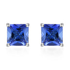 RHAPSODY 950 Platinum AAAA Tanzanite Princess Cut Solitaire Stud Earrings with Screw Back 3.00 Ct.