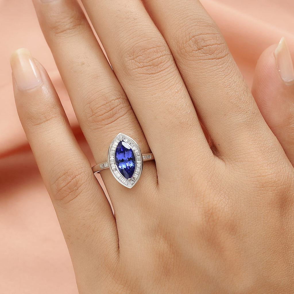 RHAPSODY 950 Platinum AAAA Tanzanite (1.85 Ct) and Diamond (VS-E-F) Ring 2.29 Ct.