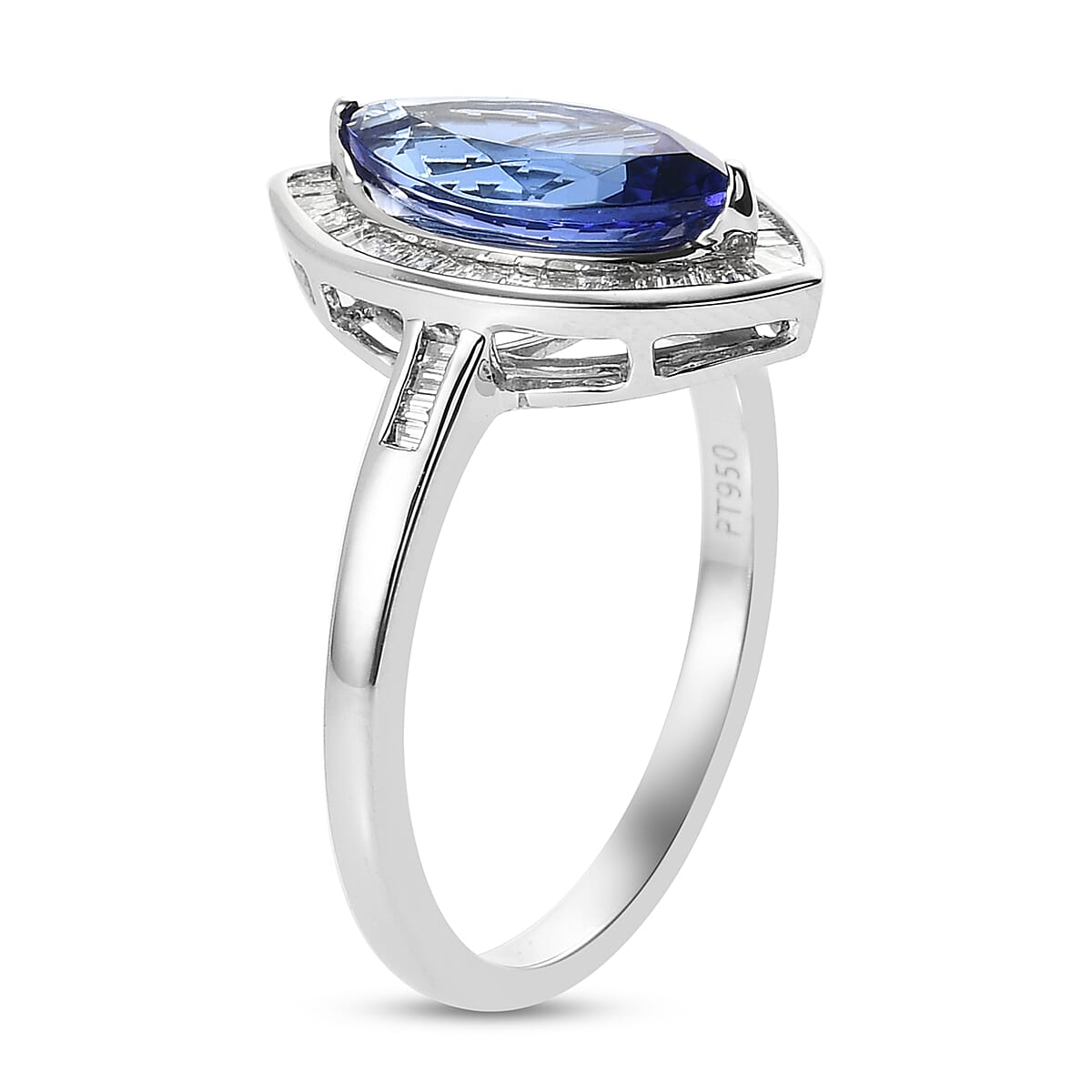 RHAPSODY 950 Platinum 2.43 Ct. Halo AAAA Tanzanite Ring with VS E-F Diamond 7820792 3