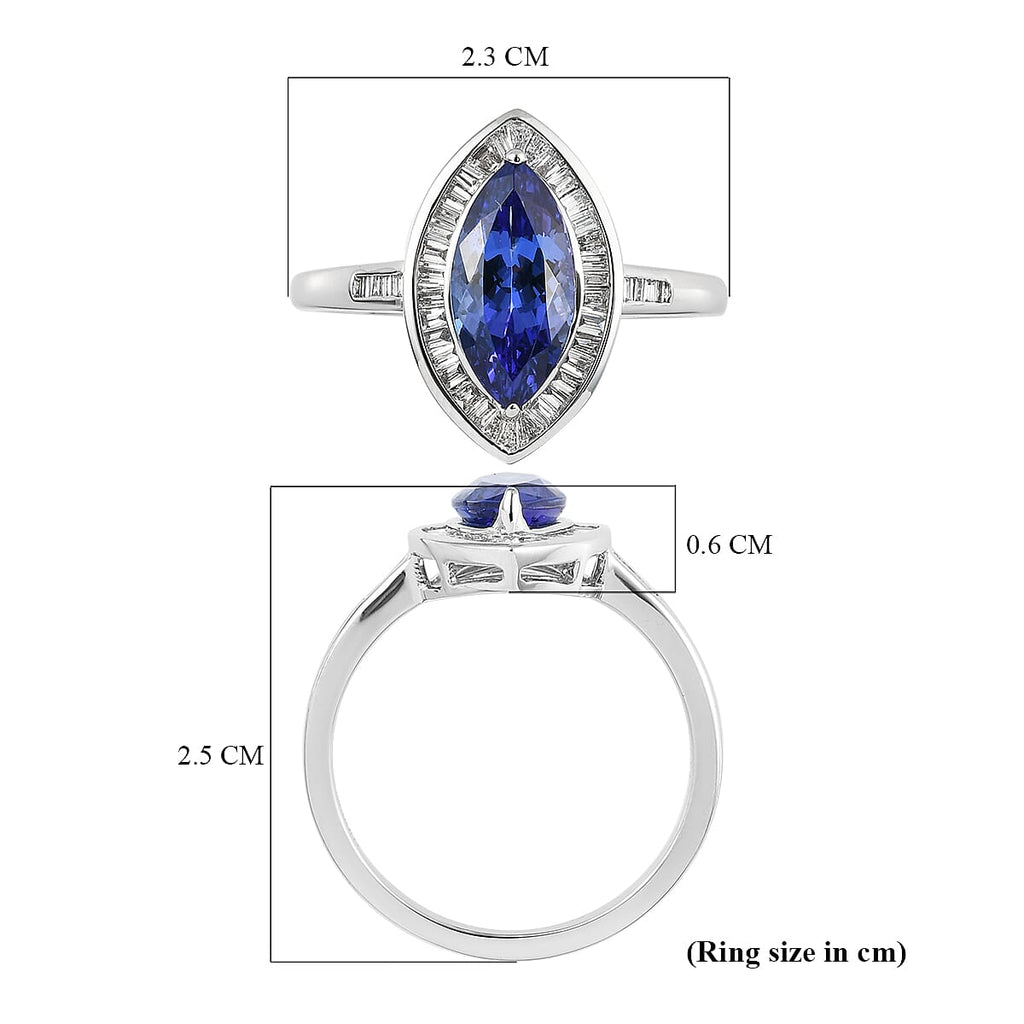 RHAPSODY 950 Platinum AAAA Tanzanite (1.85 Ct) and Diamond (VS-E-F) Ring 2.29 Ct.